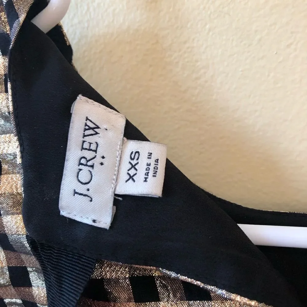 J Crew Lurex Gold Puff Sleeve Top